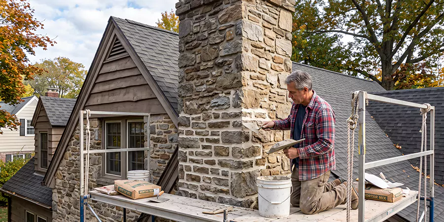Tuckpointing Stone Chimney Middletown